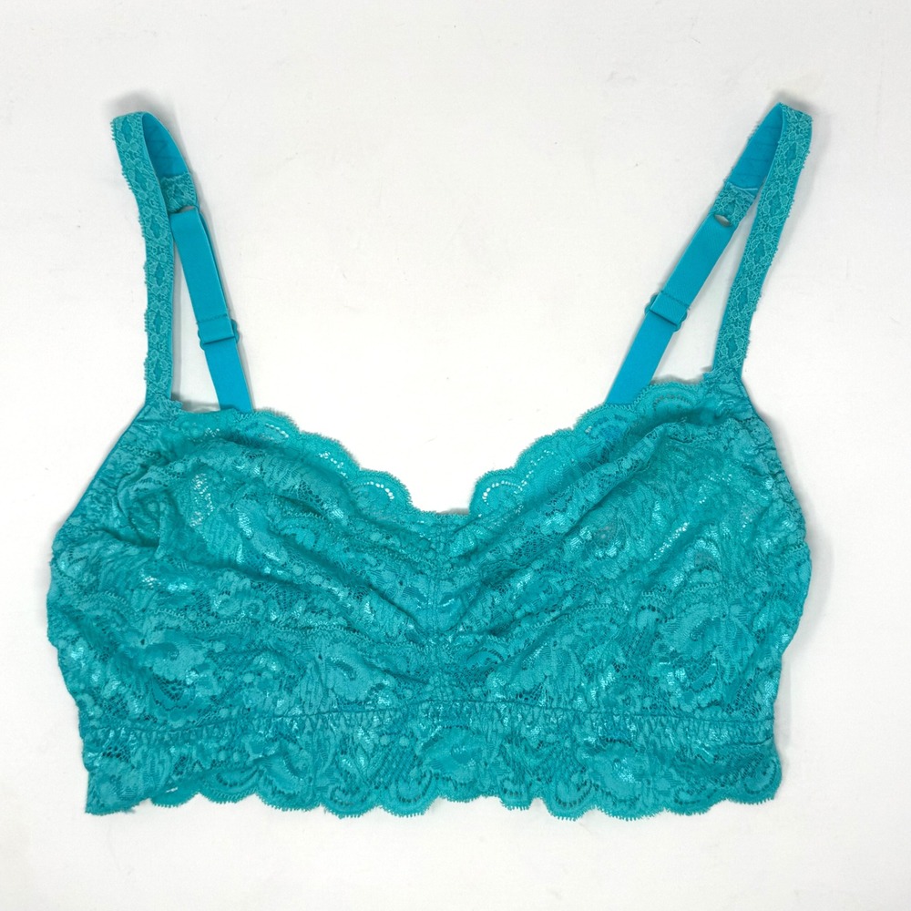Cosabella Never Say Never Curvy Sweetie Bralette Turquoise Lace XL Made in Italy